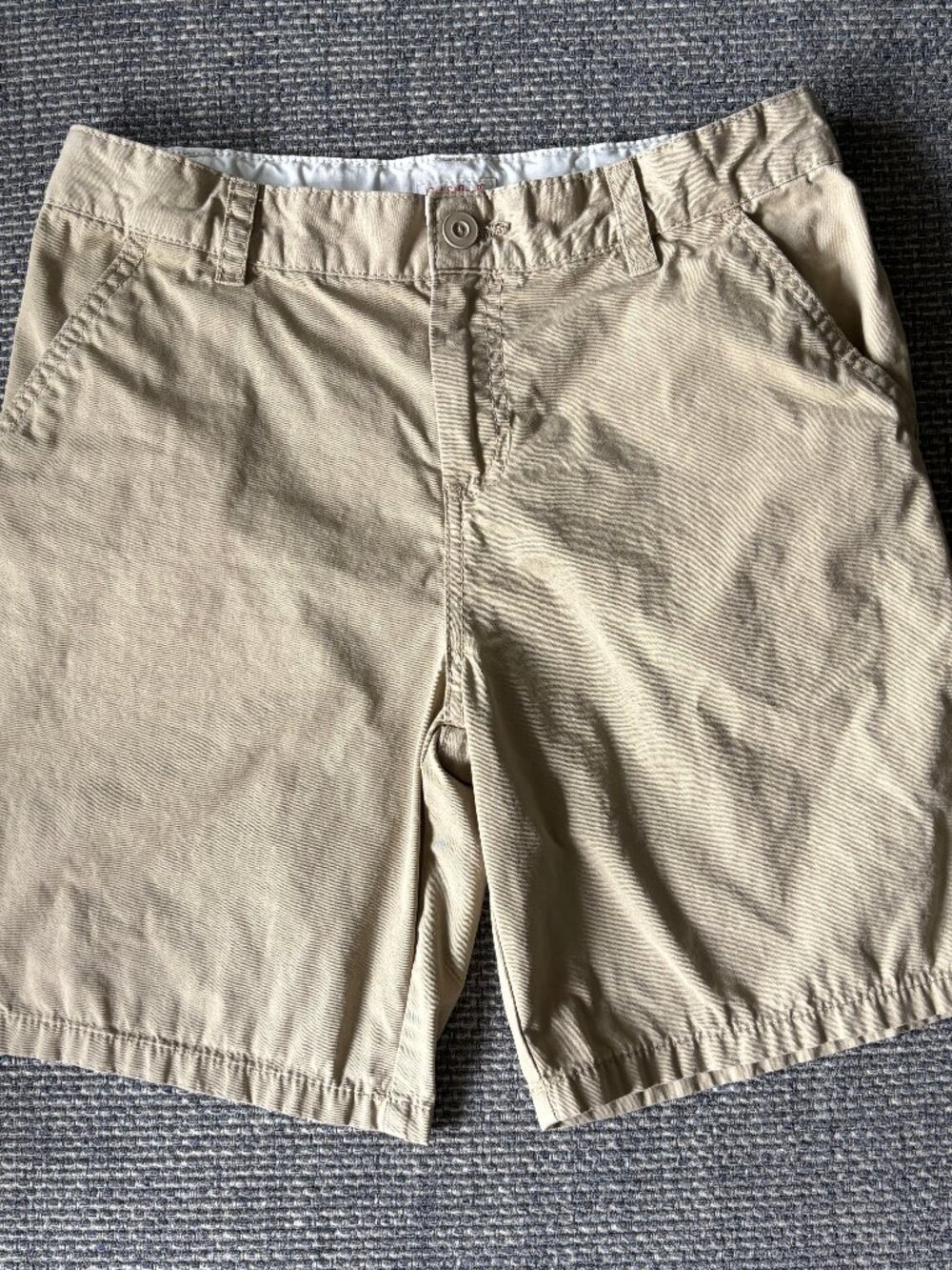 Cat & Jack Beige Cotton Flat-Front Uniform Shorts w/ Adj Waist | Sz XL (14)